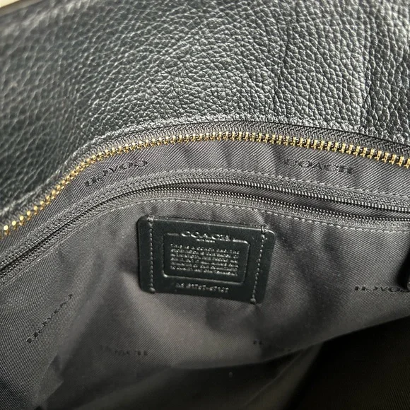 Coach Black Pebbled Leather Tote with Chain Straps - Picture 9 of 12